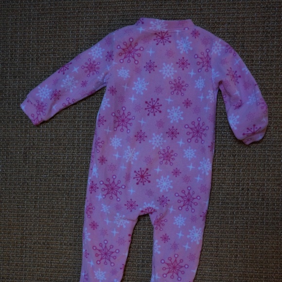 Girls Size 12mos Emma & Jack Pink Fleece 1-piece PJs - Picture 3 of 4